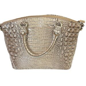 Brahmin Gold Croc-Embossed Satchel